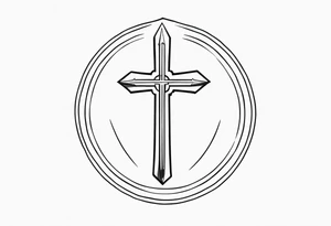 Picture of a simple cross to represent God with an arrow pointing up on top tattoo idea