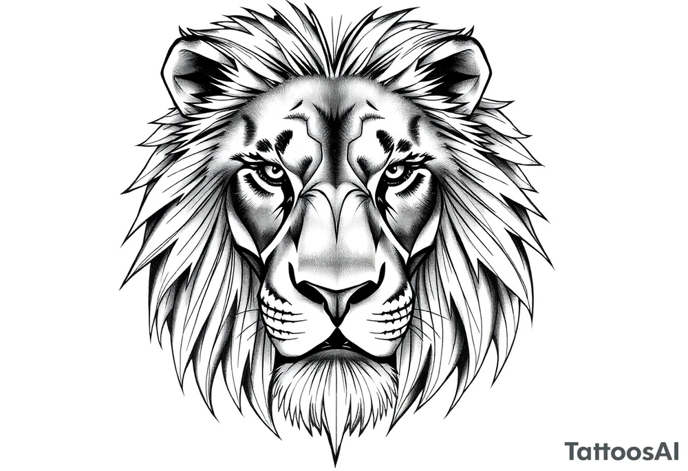 powerful majestic lion, close-up tattoo idea