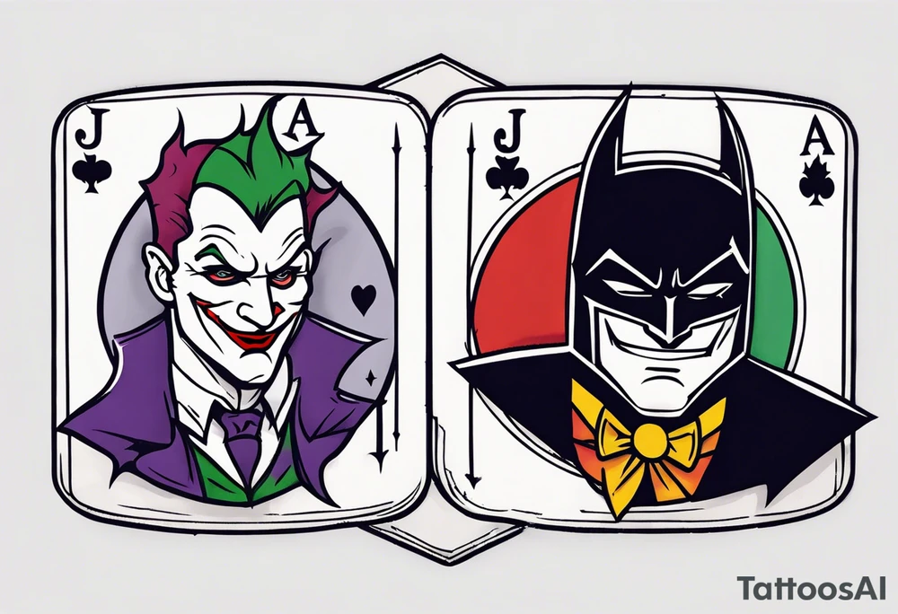 joker and batman on card game tattoo idea