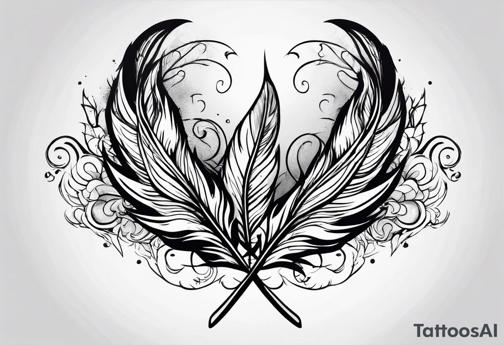 Feather on fire tattoo idea