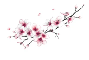 delicate cherry blossoms swirling in spring breeze with petals tattoo idea