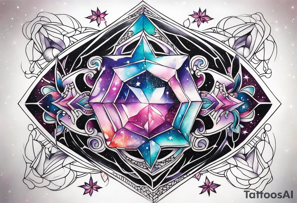 Glitter Galaxy nightmare Crystal gem tattoo idea