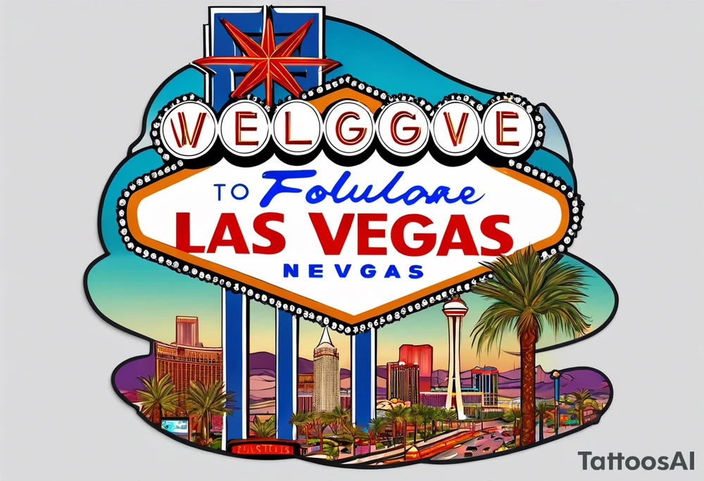 Las Vegas sign with a border tattoo idea