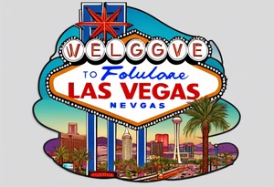 Las Vegas sign with a border tattoo idea