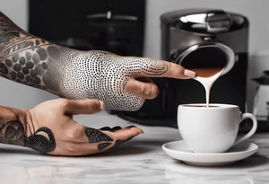 A concha being dipped in coffee by muscular hand tattoo idea
