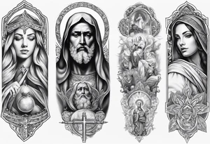 religious sleeve christian tattoo idea