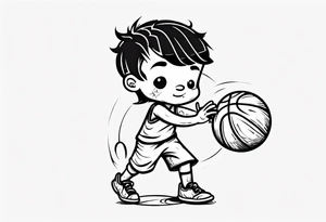little kid playing basketball tattoo idea