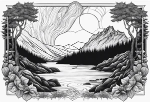 A giant from the Canadian folklore the sleeping giant sleeping under a waterfall tattoo idea