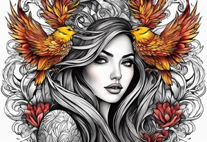 femme nu avec un tatou de phoenix tattoo idea
