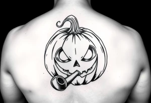 Spooky carved pumpkin 
With meth pipe tattoo idea