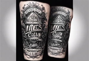 MÉS QUE UN CLUB text with christian theme tattoo idea