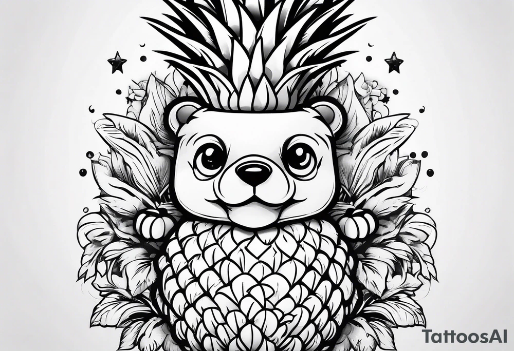 Cute pineapple bear tattoo idea