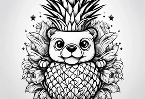 Cute pineapple bear tattoo idea