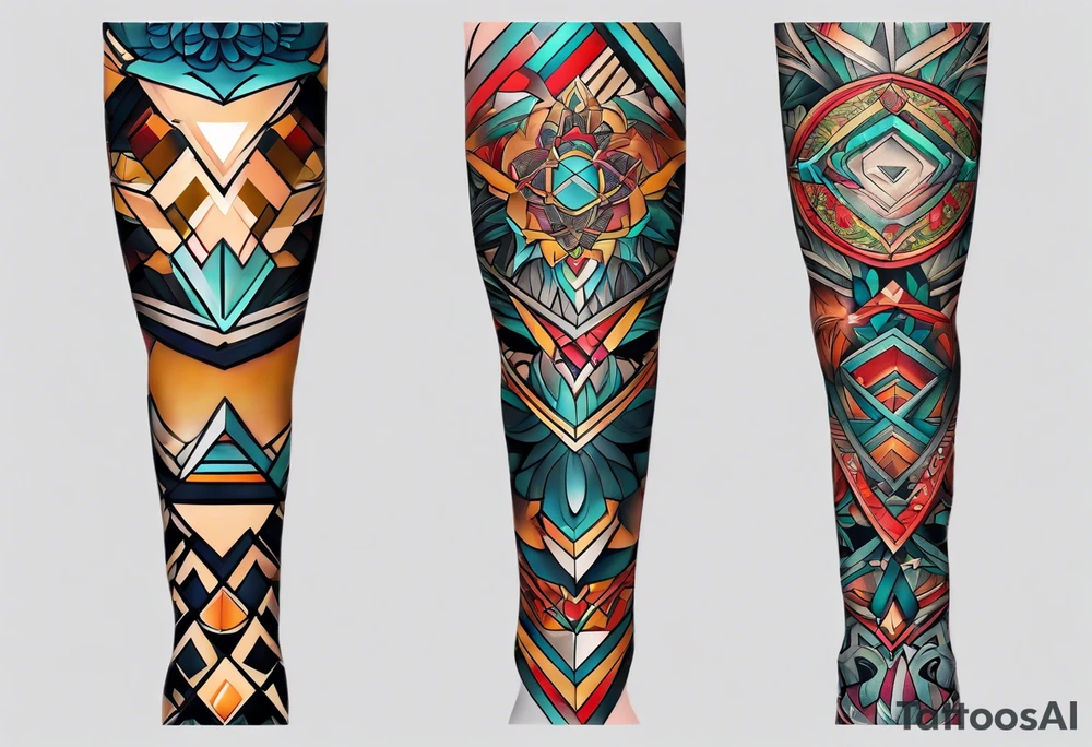 Full leg tattoo sleeve square tattoo idea
