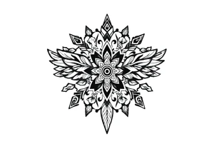spiritual feathers indian mandala shaman rune tattoo idea