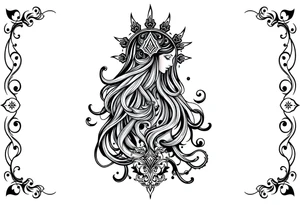 mytical shaman and mytolog style ornametn with ancient rhyme tattoo idea