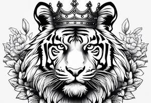 Tiger wearing crown tattoo idea