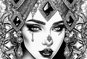 Spooky gem stones with face tattoo idea