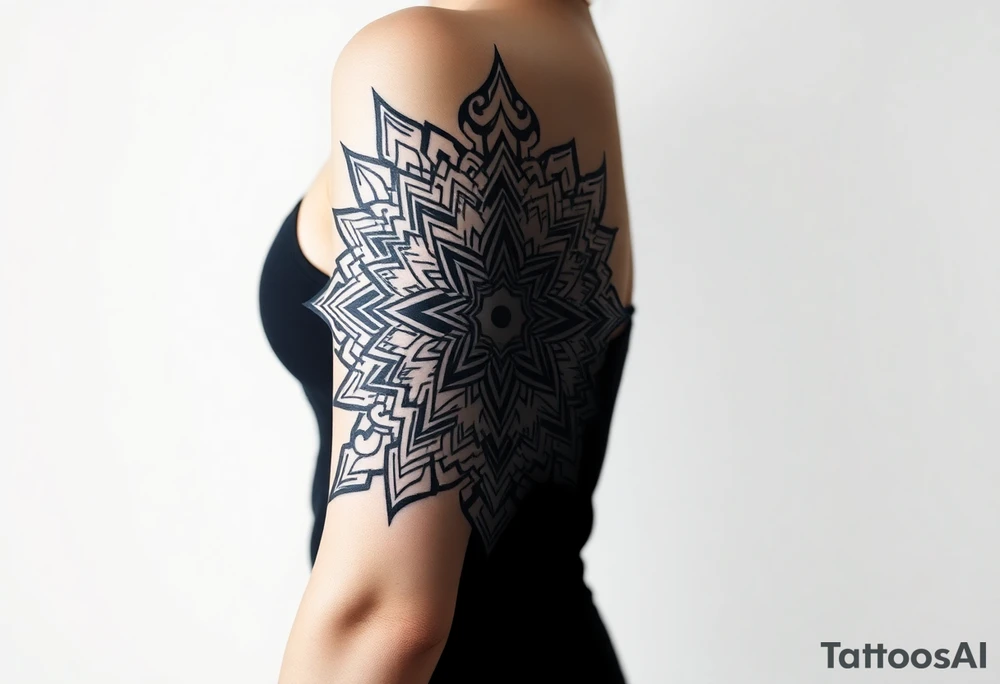 shaman style mytical mandala tattoo idea