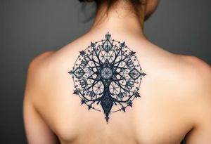 Sephiroth tree tattoo with sacred geometry and cosmic elements 10 Sephiroth Kabbala tattoo idea