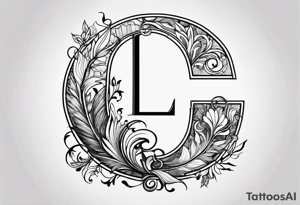 small fine line art with the letters L and C without brackground. focus is on the letters tattoo idea