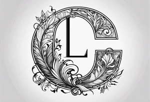small fine line art with the letters L and C without brackground. focus is on the letters tattoo idea