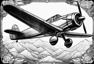 sketch of adventure plane in perspective from the bottom tattoo idea