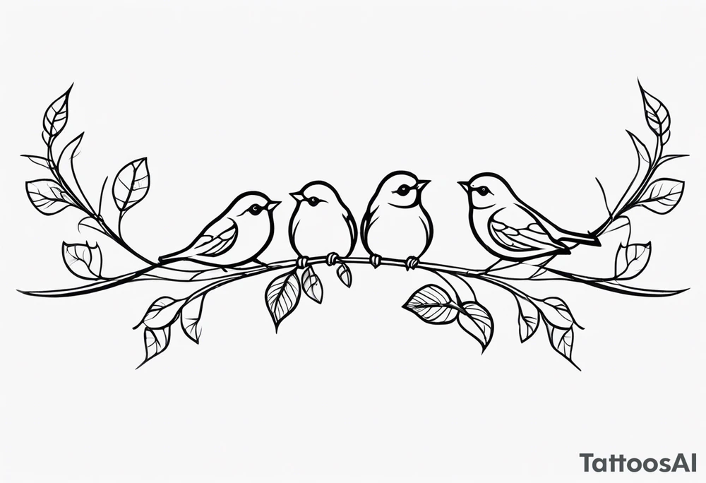 Small birds and vines tattoo idea