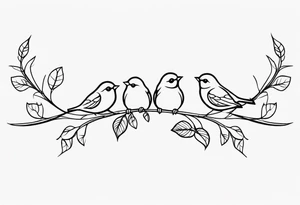 Small birds and vines tattoo idea