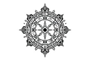 mytical shaman and witch ancient ornament with runes tattoo idea