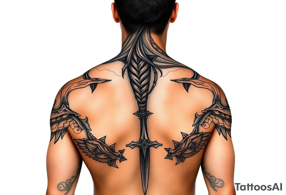Viking goddess warrior full body sexy tattoo idea