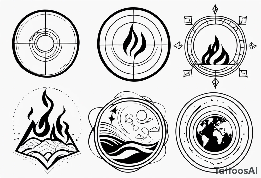 three elements: fire, air, earth tattoo idea