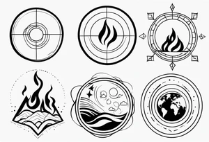three elements: fire, air, earth tattoo idea
