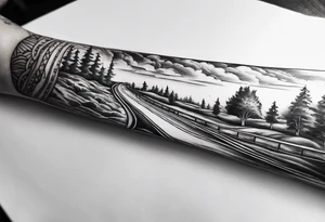 Road in forearm tattoo idea