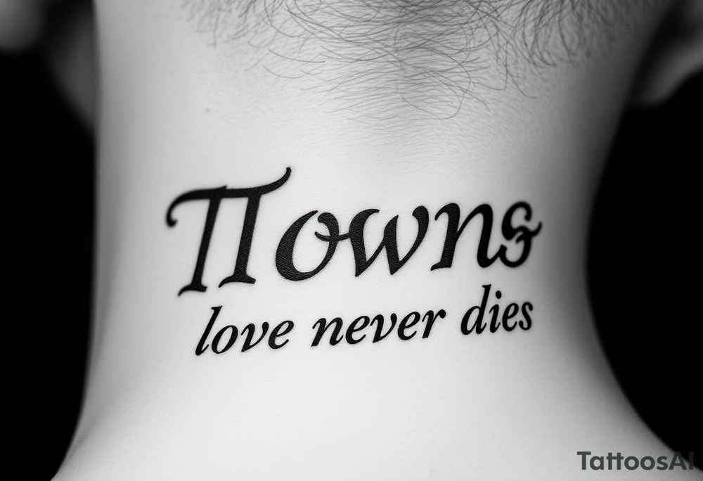 Thorns with the sentence love never dies tattoo idea