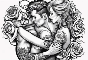 Couple dancing on a rose tattoo idea
