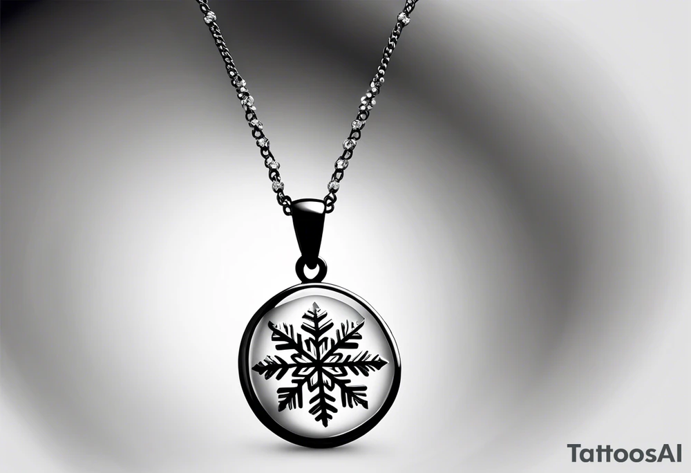 Long, Intricate necklace with a single snowflake pendant tattoo idea Long, Intricate necklace with a single snowflake pendant tattoo idea