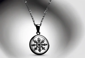 Long, Intricate necklace with a single snowflake pendant tattoo idea