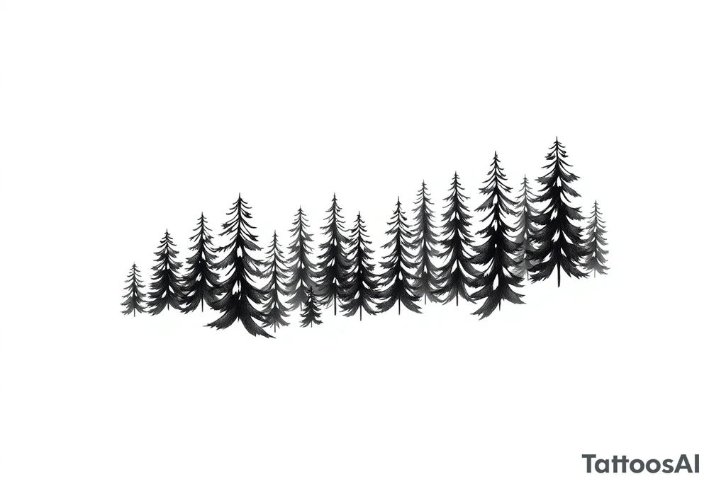 Coniferous forest tattoo sleeve black and gray tattoo idea Coniferous forest tattoo sleeve black and gray tattoo idea