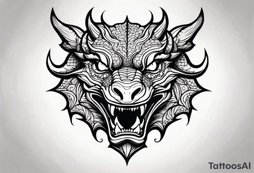 Dragon head facing front tattoo idea