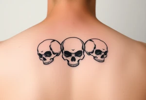 Simple outline of skulls back piece tattoo idea