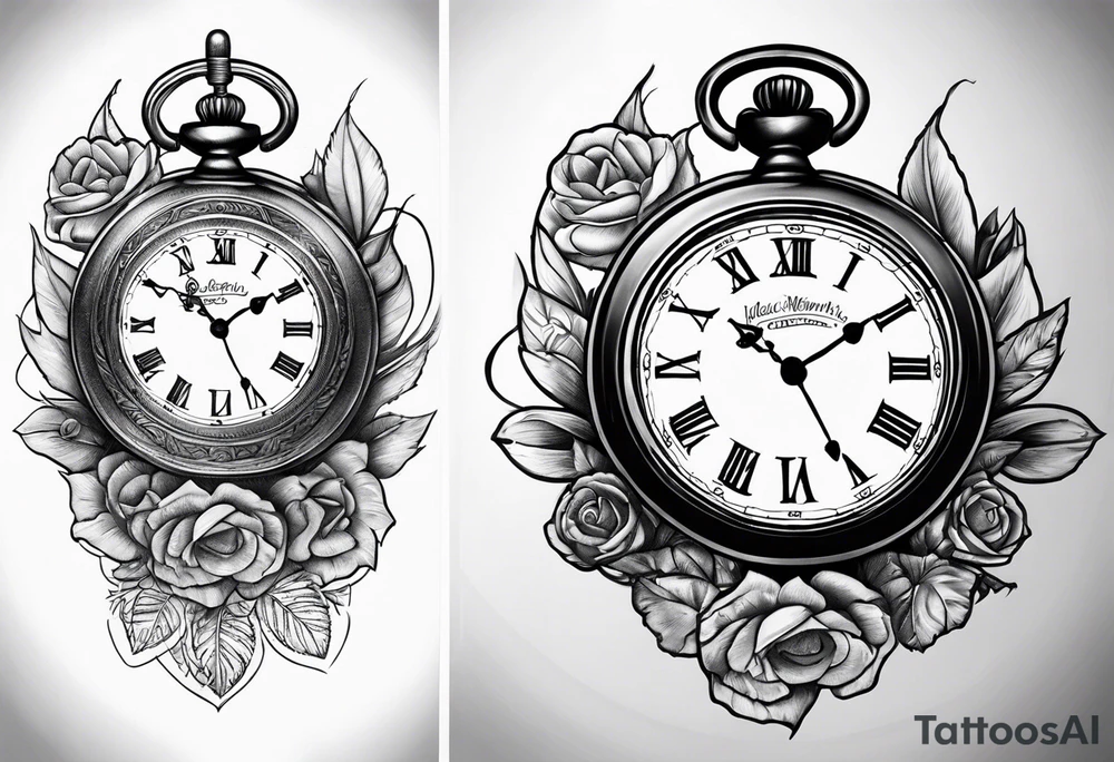 pocket watch memorial tattoo idea