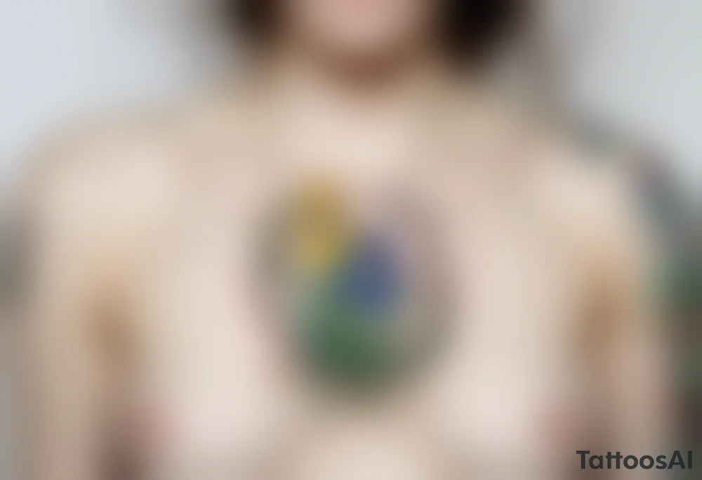 Create a small colorful Vincent van Gogh Irises tattoo in the form of a crescent, with vines gracefully intertwining at a central point in the middle of the wreath. The intended placement is on the upper chest. The overall design should be small in size while maintaining a delicate and artistic aesthetic. Pay attention to the graceful flow of the vines and the placement of the irises to achieve a refined and elegant look. tattoo idea