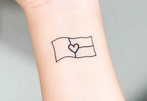 A minimalist Czech flag outline, with delicate shading and a small heart incorporated into the design. tattoo idea