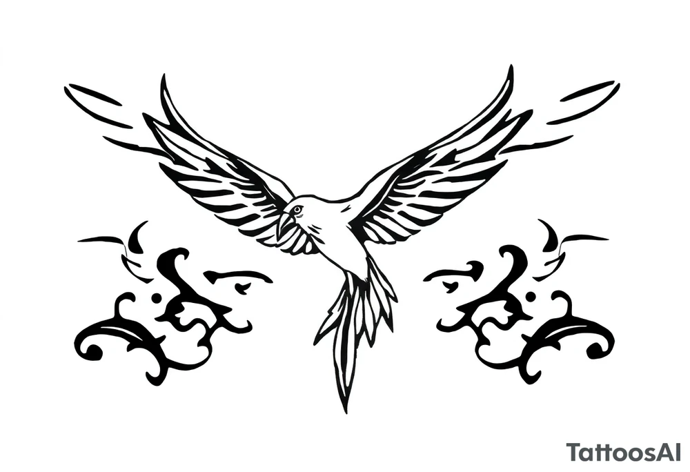 Birds flying in clouds tattoo idea