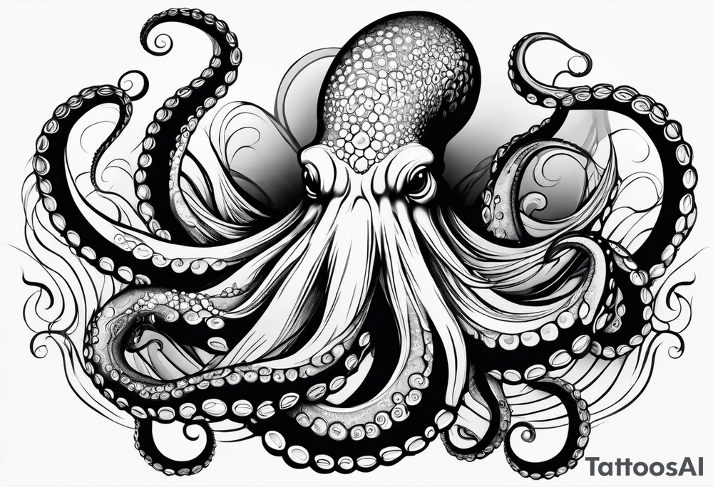 Octopus peaceful waves tattoo idea