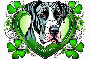 Ireland shamrock Great Dane green love travel tattoo idea