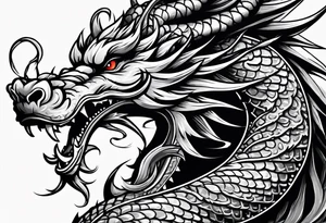 Animal head of a chinese dragon who is angry ONLY THE HEAD tattoo idea