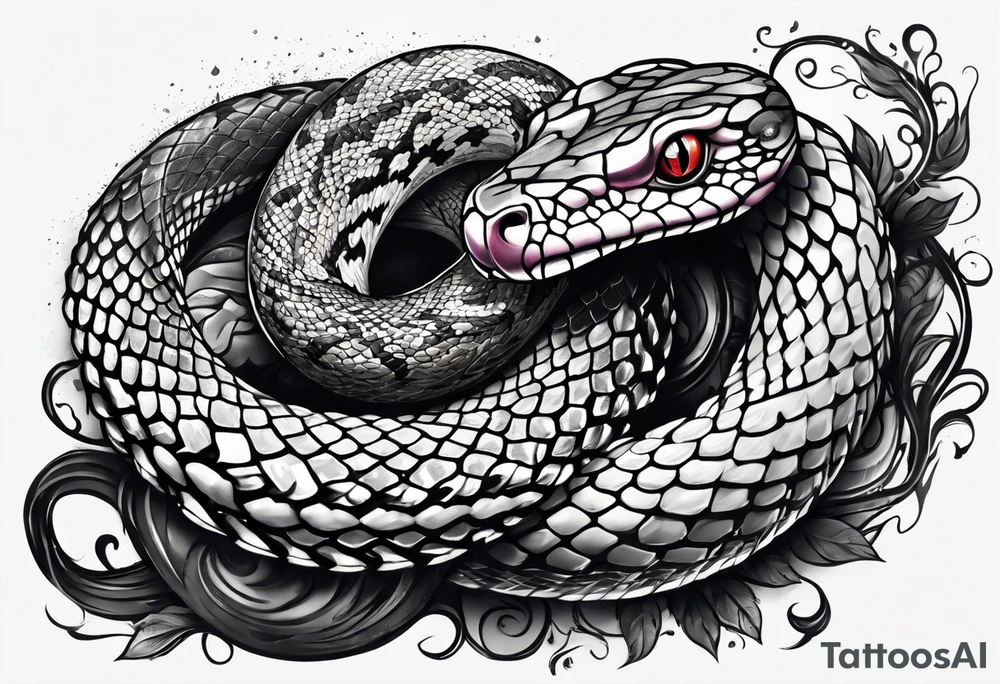 a snake who has swallowed a heart tattoo idea