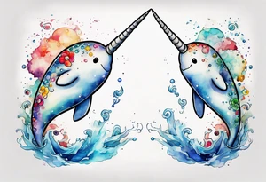 an ancient narwhal in the ocean tattoo idea